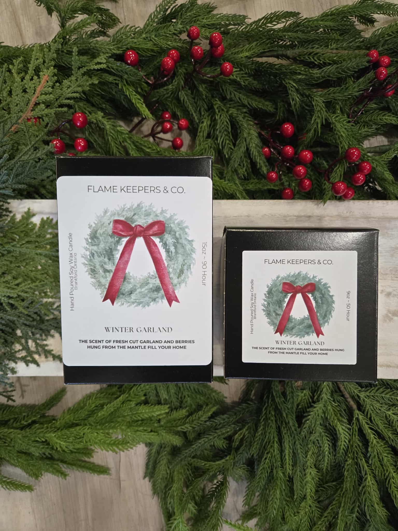 Winter Garland Soy Wax Candle - 2 Sizes 3 Options