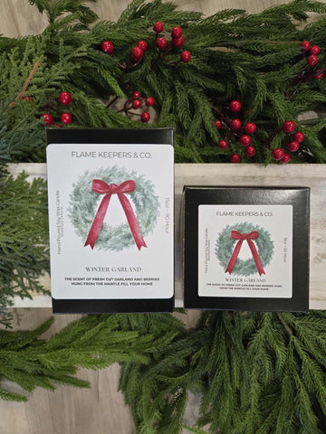 Winter Garland Soy Wax Candle - 2 Sizes 3 Options
