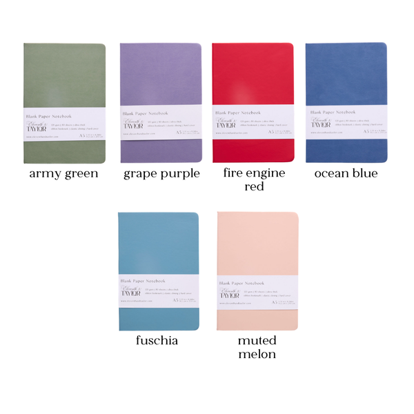 160 Page A5 Blank Journals: 120 GSM Thick Blank Card Stock: Fuschia Pink