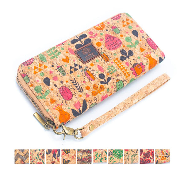 Various patterns natural cork women zipper card wallet BAG-2: A