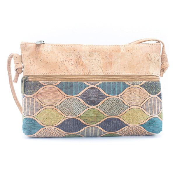 Natural Cork and Printed Design Women's Crossbody Bag BAG-22: B