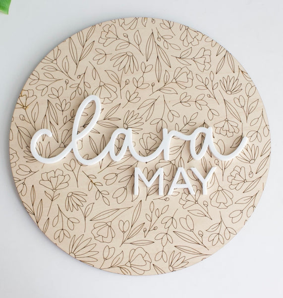 18" Round Modern Wall Art - Engraved with Acrylic Overlay