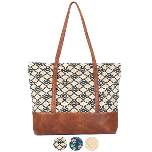 Cork Tote Bag with Vegan Leather Straps BAG-2371: B