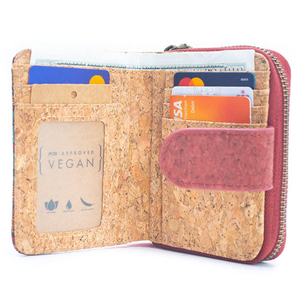Natural Cork Printed Women's Short Card Wallet BAG-2238: E