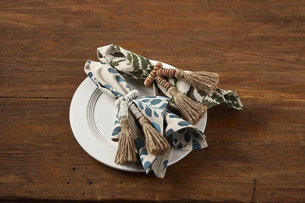 Natural brown beaded napkin rings