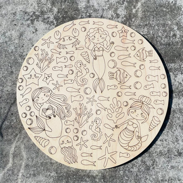18" Round Modern Wall Art - Engraved with Acrylic Overlay