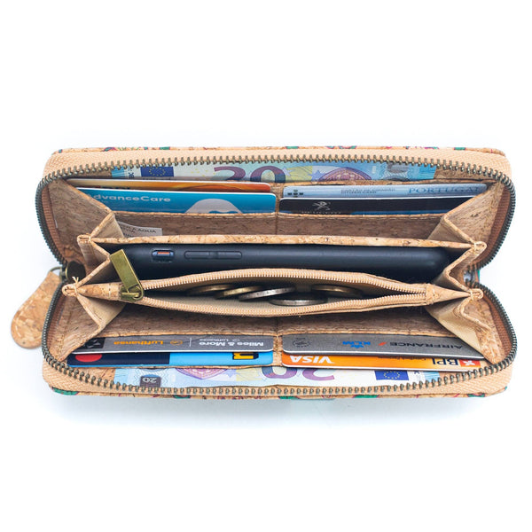 Various patterns natural cork women zipper card wallet- Vegan Cork Wallet BAG-2216: E