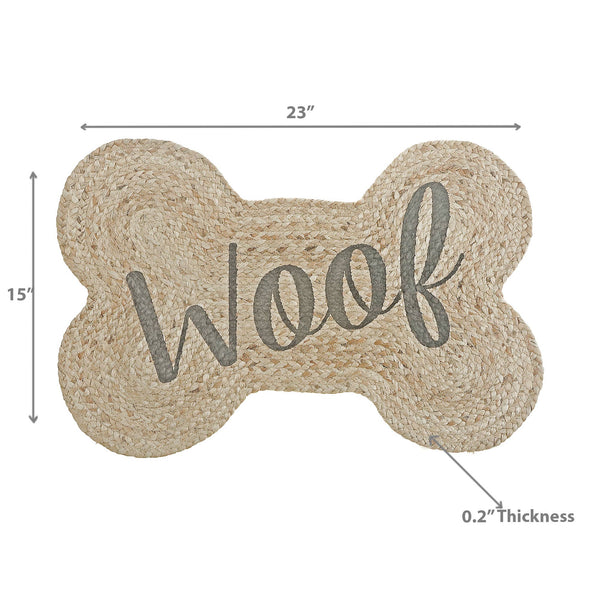 Braided Jute Bone Shape Pet Mat Woof: Brown