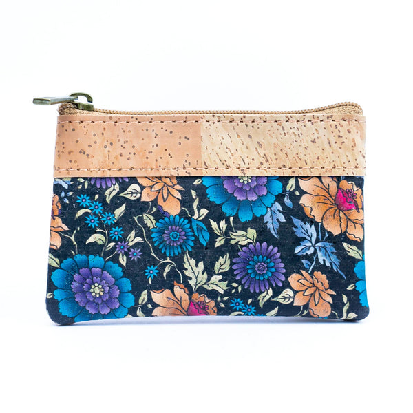 Printed Cork Mini Wallet with Dual Zippers BAG-2316: D