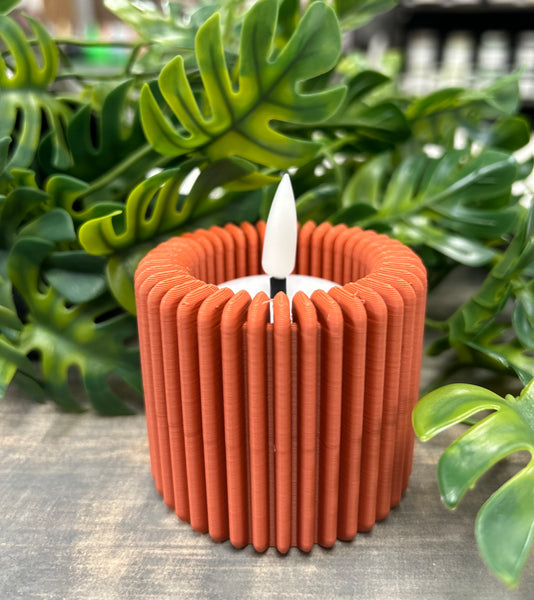 Modern Ribbed LED Tea Light Holder- Assorted Colours