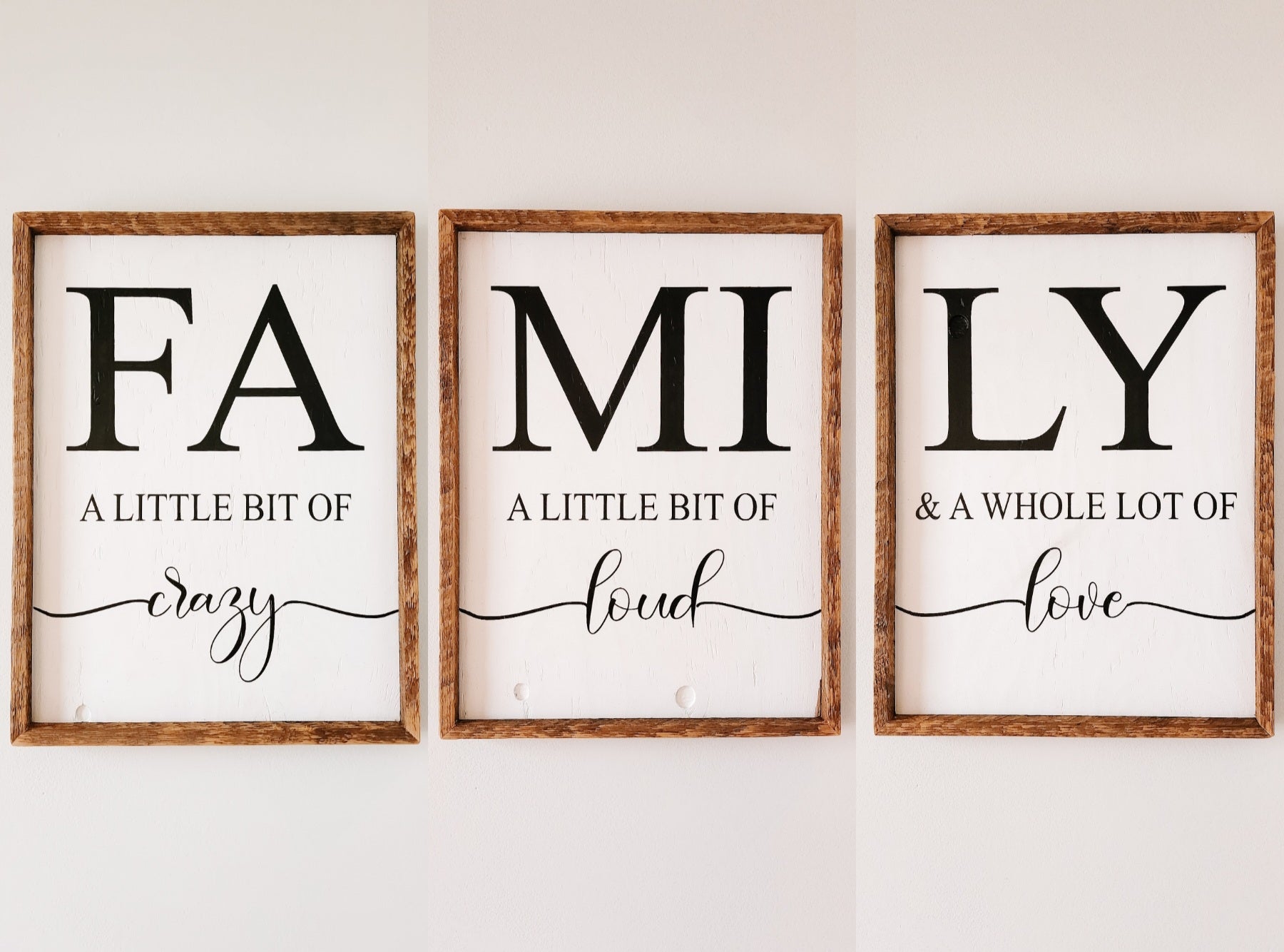 Rustic Family sign SET of 3
