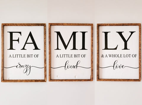 Rustic Family sign SET of 3