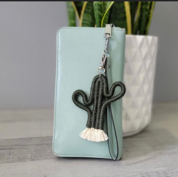 Dark Green Cactus Keychain