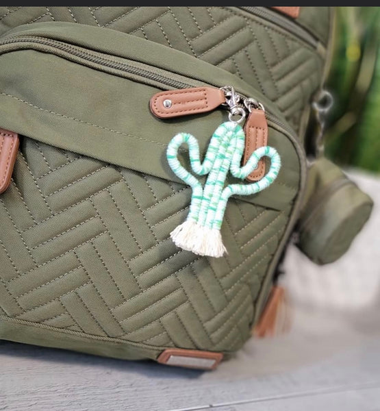 Dark Green Cactus Keychain