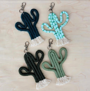 Dark Green Cactus Keychain