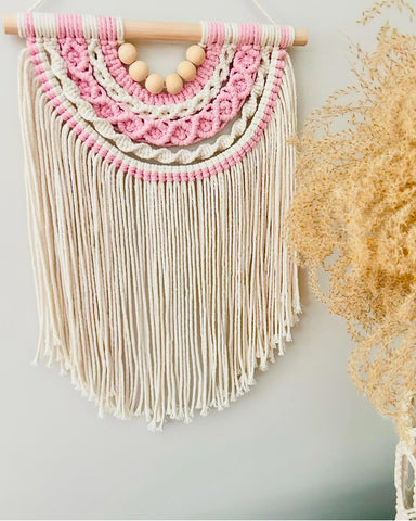 Macrame With Pink and Beads