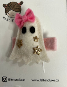 Ghost W/  Pink Bow Hair Clip - Single