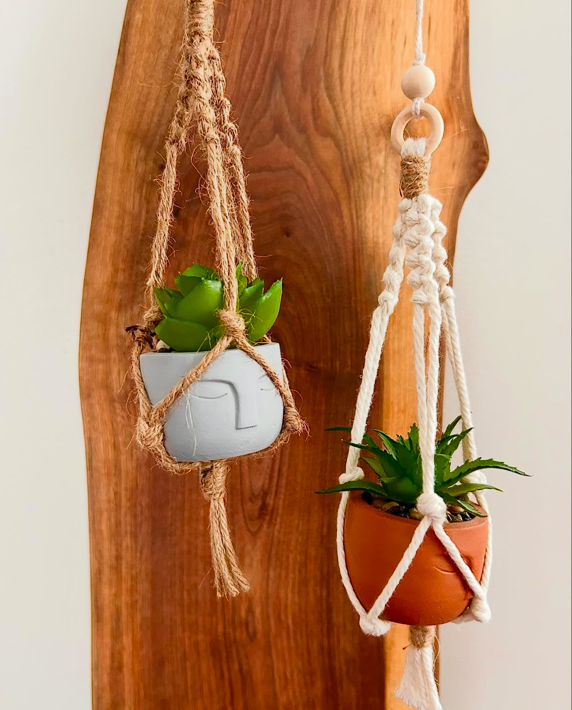 Macrame Mini Plant Hangers- Terracotta Face
