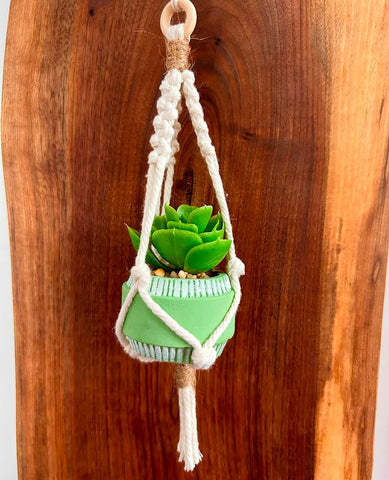 Macrame Mini Plant Hangers- Green Planter