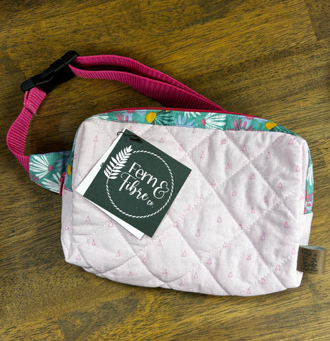 Child Quilted Fanny Pack - Pink Triangles