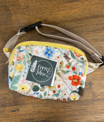 Child Quilted Fanny Pack - Floral W/ Beige Strap