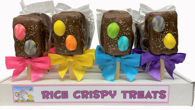 Chocolate Covered Easter Rice Crispie Pop