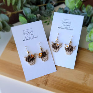 Highland Cow Dangles - White