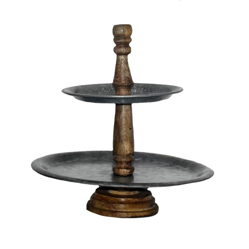 Metal and wood tier tray