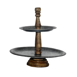 Metal and wood tier tray