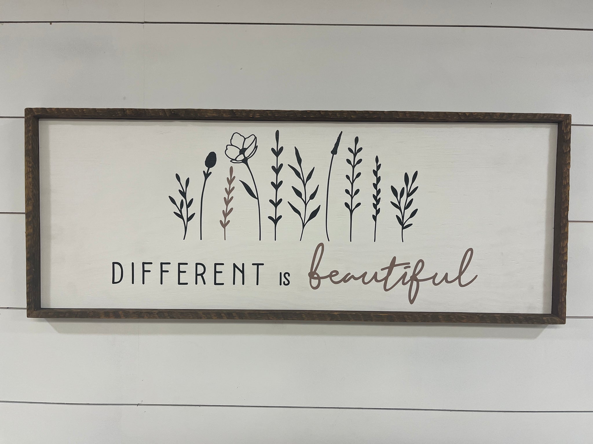 13 x 33 Different is beautiful floral sign