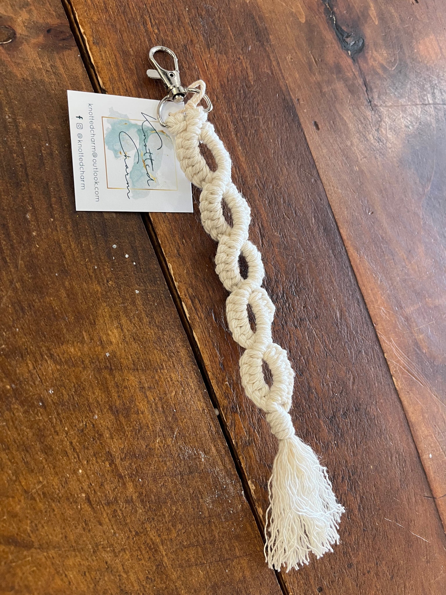 Cream Macrame Keychain