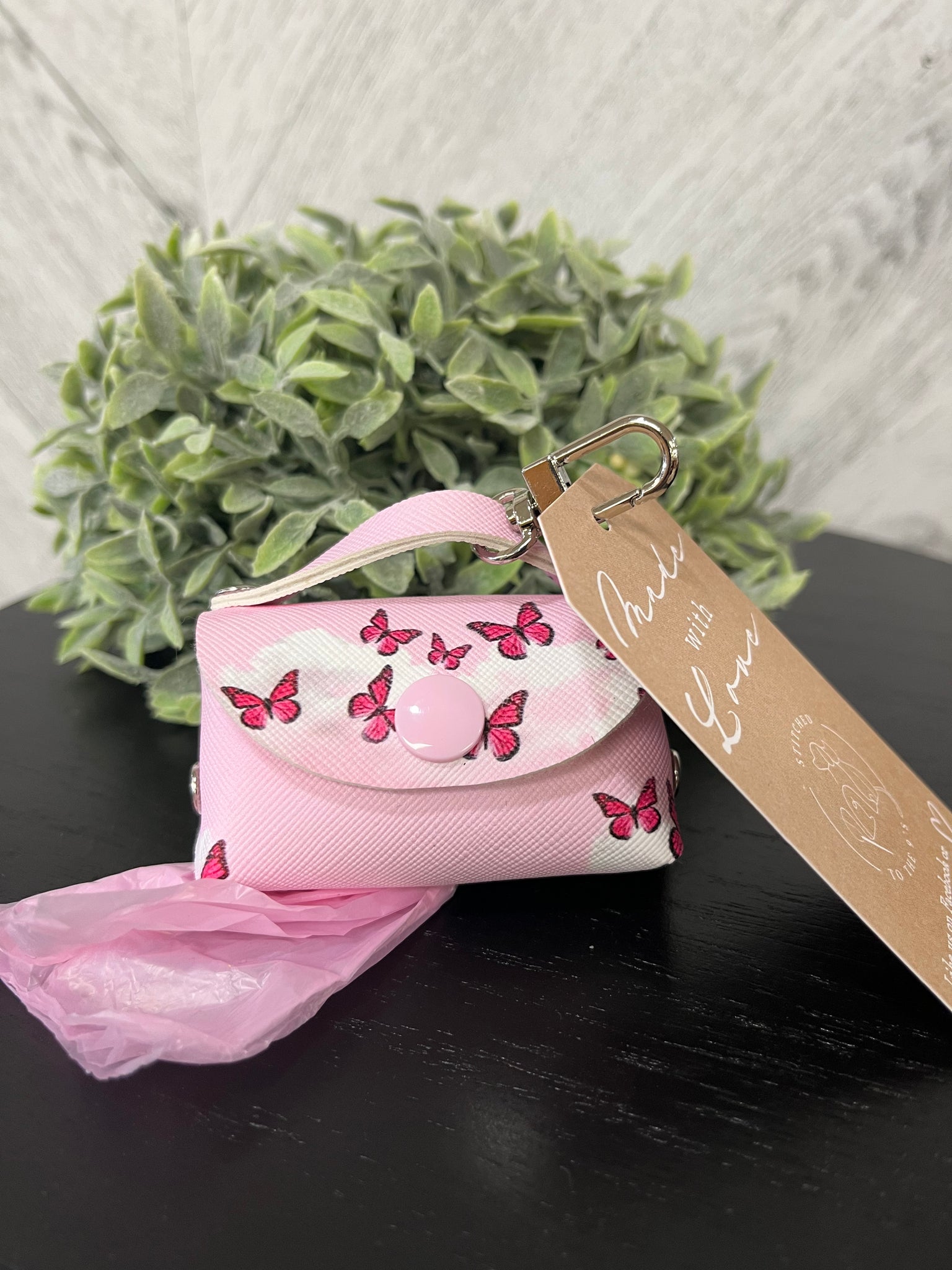Poop Baggy Holder - Pink Butterfly