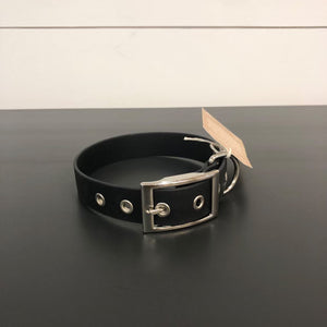 Black Leatherette  Dog Collar - Medium