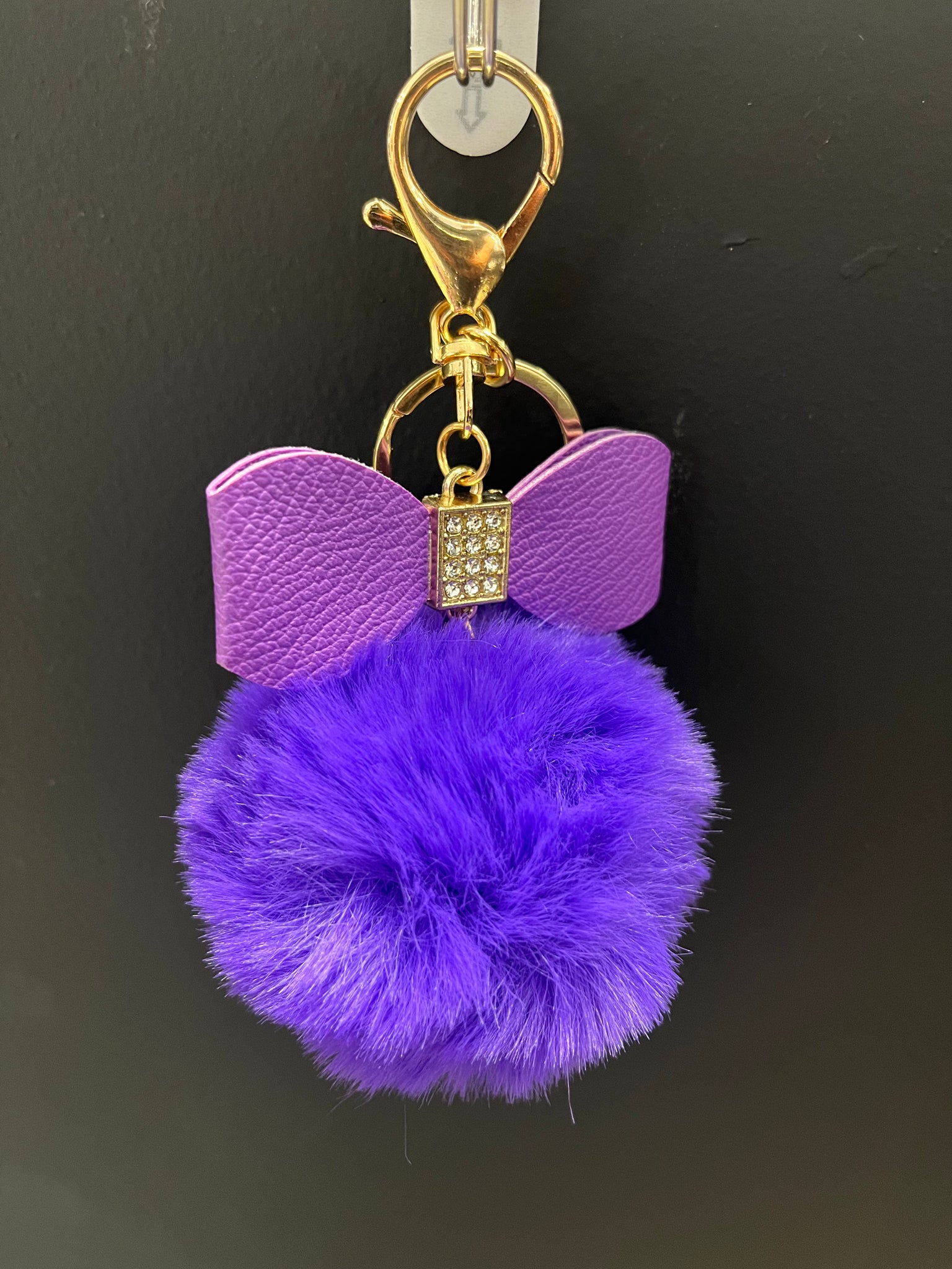 Bow Puff Key Chain- Purple