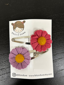 Pink And Purple Daisy Hair Clips
