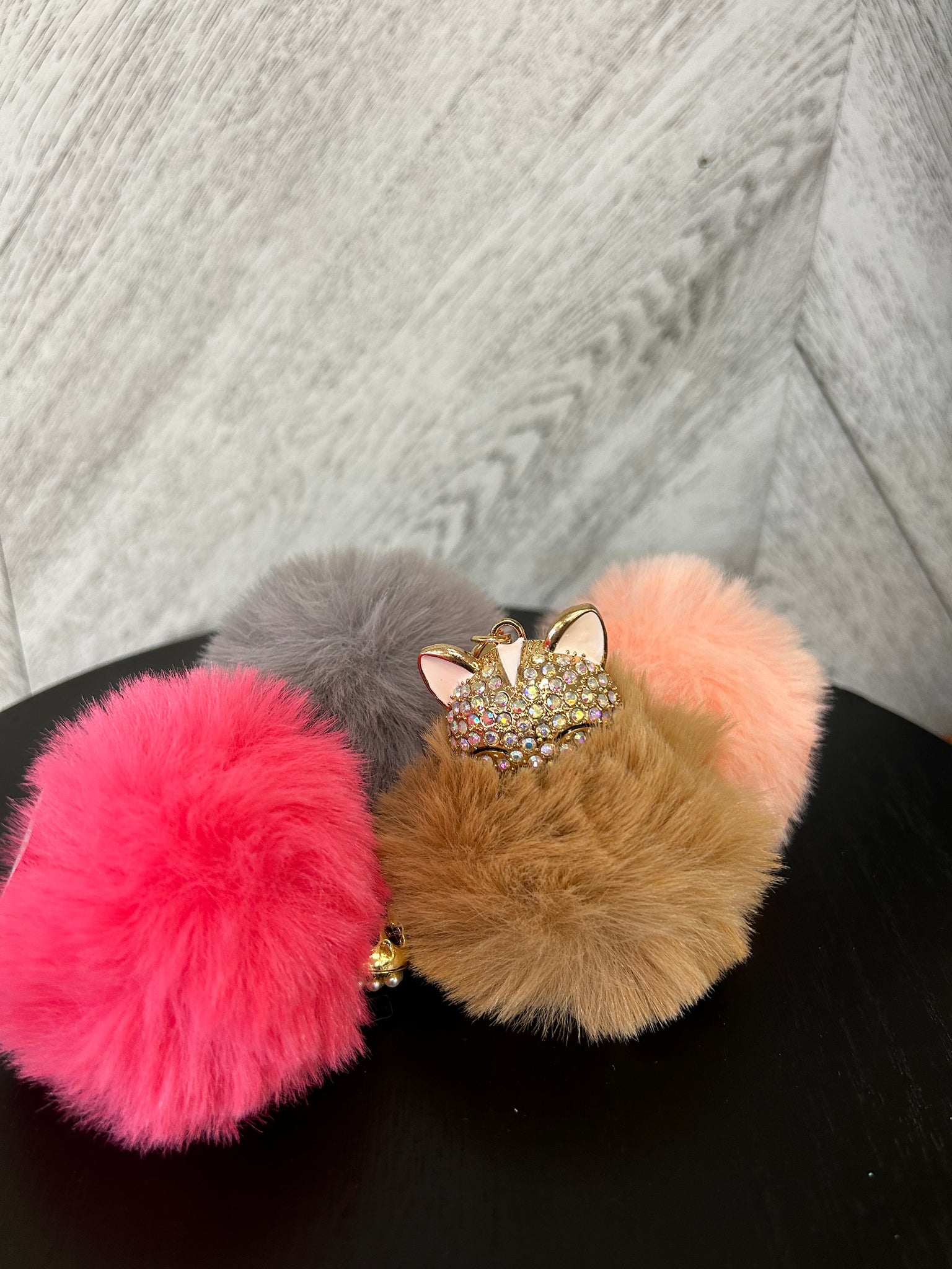 Sequin Cat Pom Pom Keychain - Assorted Coloiurs