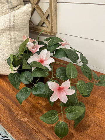 Faux Pink Flower Potted Plant