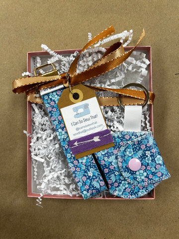 2pc Blue W Pink Floral Set