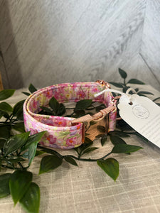 Pink Floral Dog Collar -Medium