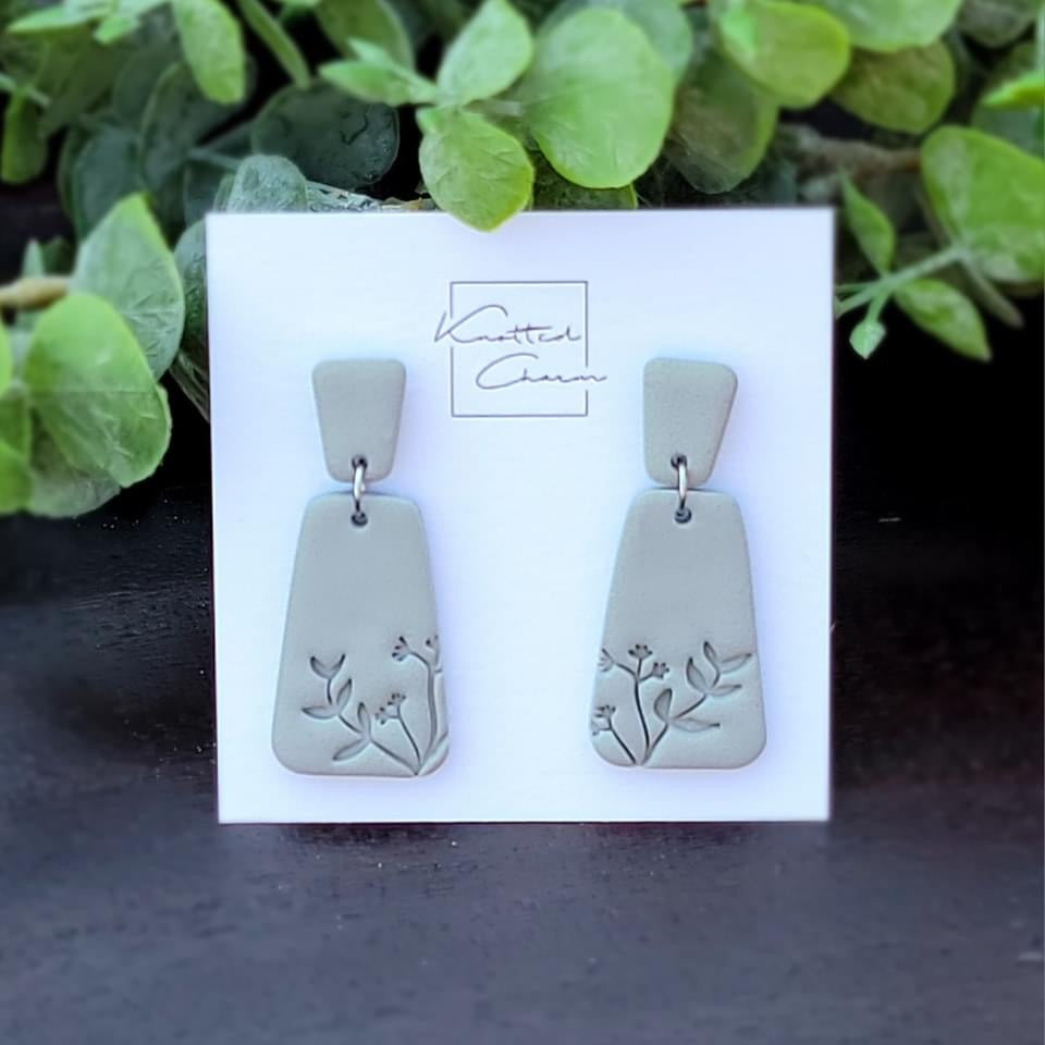 Grey Floral Dangles
