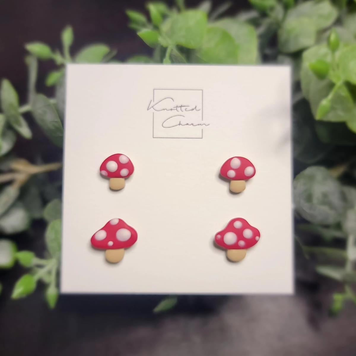 Mushroom Stud Mommy And Me Set- Red
