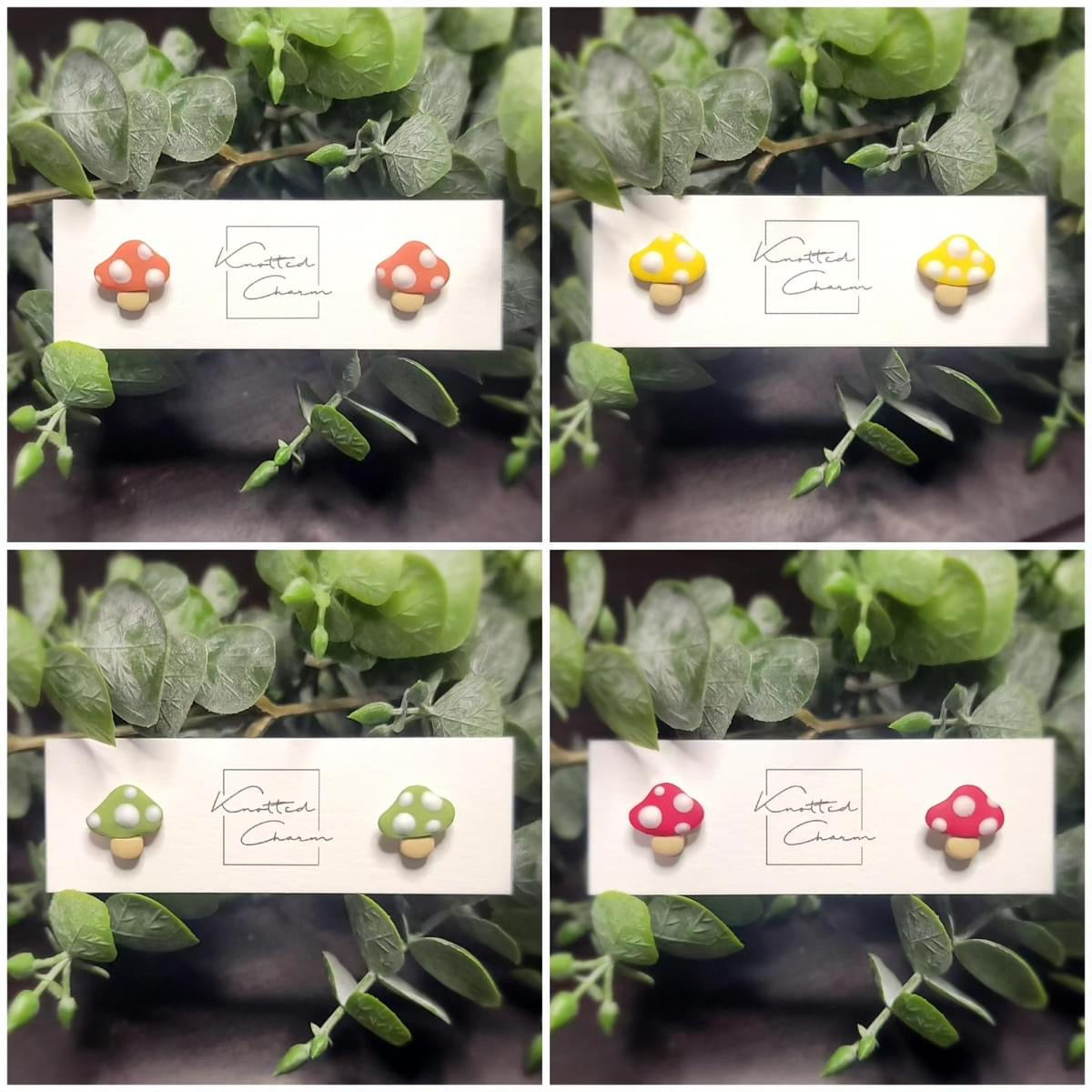 Mushroom Stud Earring  Large - Green