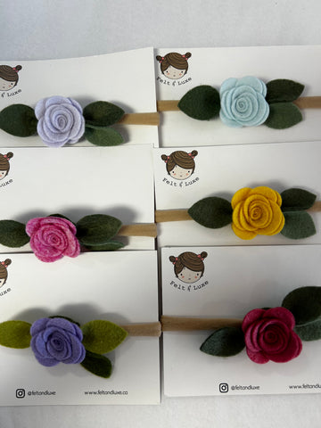 Single Rose Headband - Assorted Colours Available