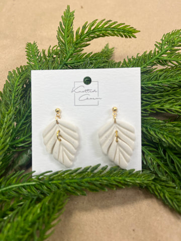 2 Piece Leaf Dangle Earring - Cream