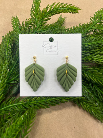 2 Piece Leaf Dangle Earring - Green