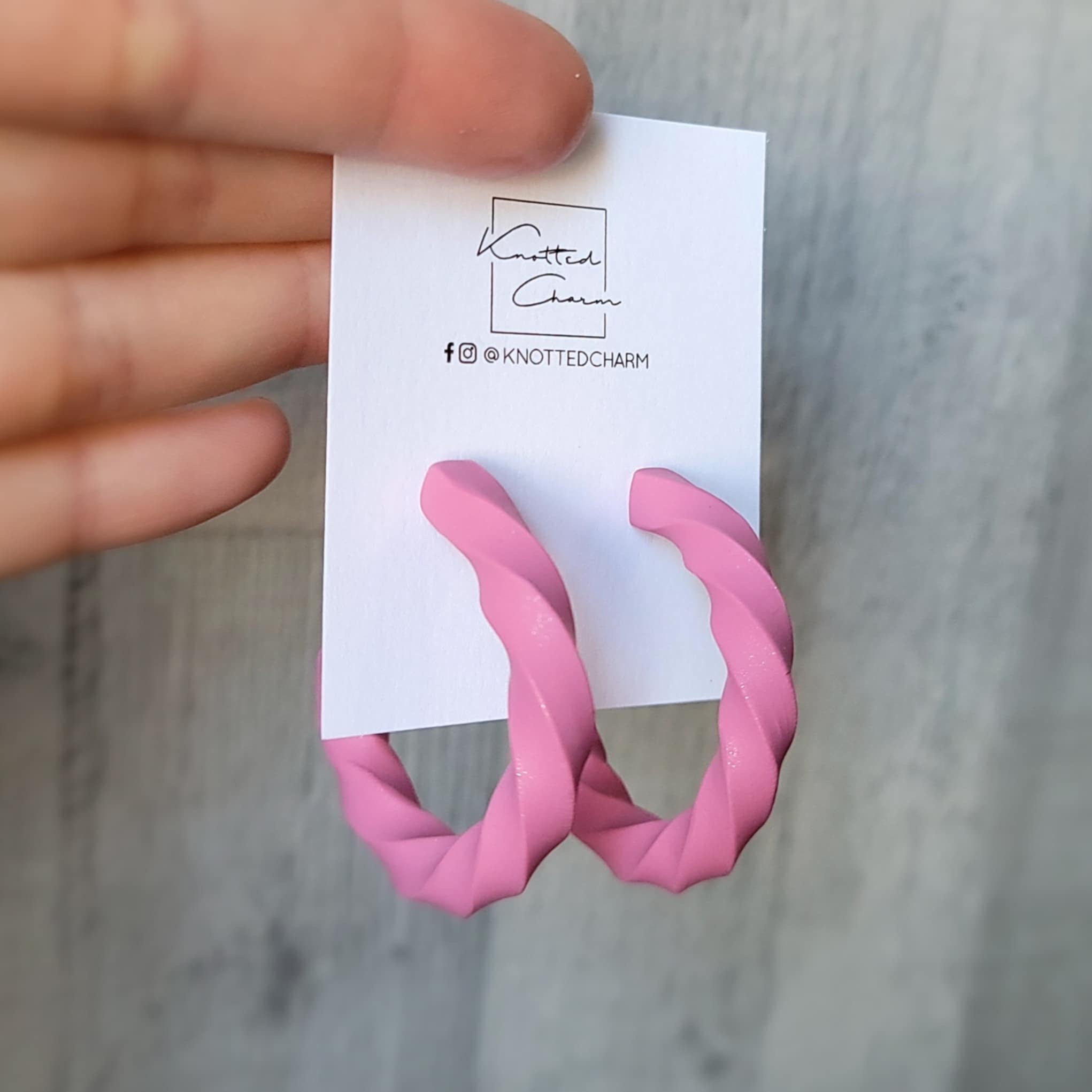 Pink Twist Hoop -Large