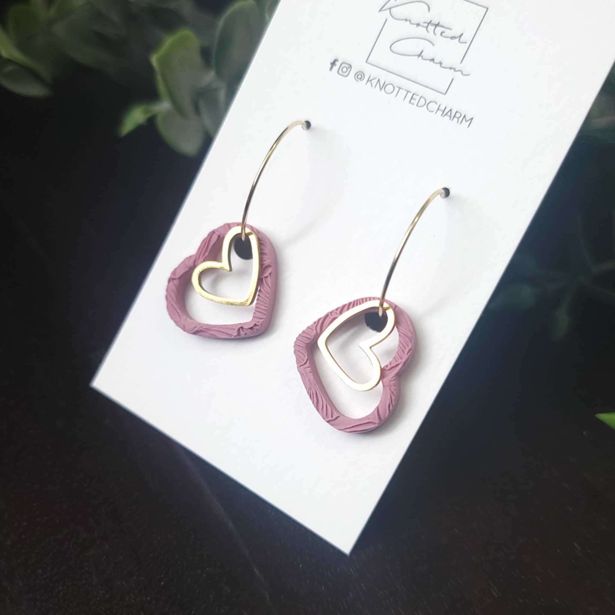 Dangle Cut Out Heart Earring with Gold Heart