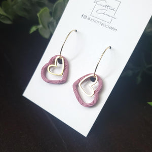 Dangle Cut Out Heart Earring with Gold Heart