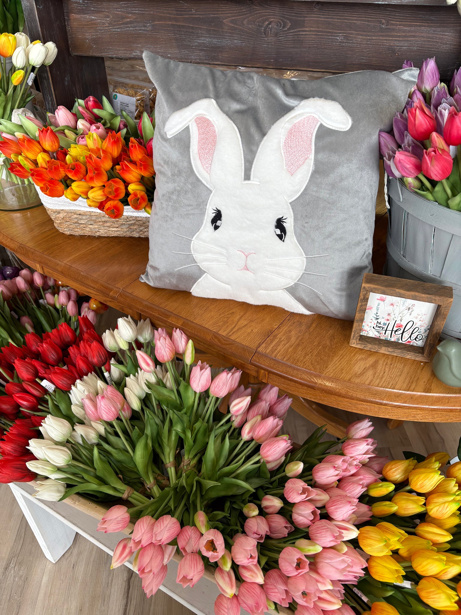 Grey Furry Bunny Pillow