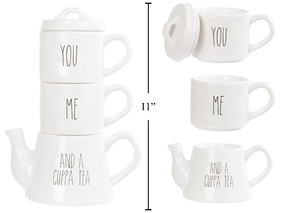 Ceramic 3pc Tea Set - Modern Farmhouse